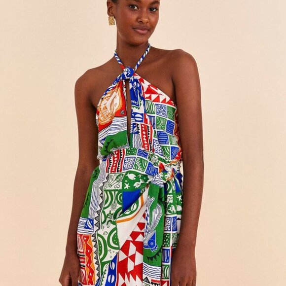 FARM Rio Rio Pitta Colors Mini Halter Dress, Never Worn! - Picture 1 of 3